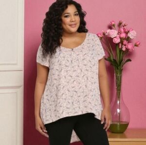 Torrid Pink with Black Bows Hi-low Georgette Blouse